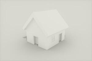 wit klein huis model- met wit achtergrond, 3d weergave. foto