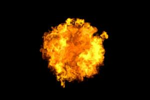 explosief vlam met donker achtergrond, 3d weergave. foto