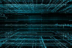 gloeiend pulserend grafisch lijnen, wetenschappelijk achtergrond, 3d renderen foto