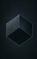 kubus met zwart achtergrond, wetenschap en technologie, 3d weergave. foto