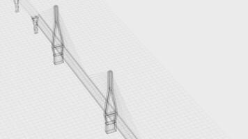 schetsen lijnen van suspensie brug, 3d weergave. foto