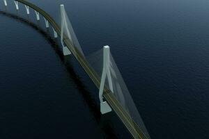 de suspensie brug over- de meer, 3d weergave. foto