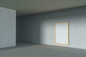 blanco wit banier buiten. beton gebouw in de achtergrond. 3d weergave. foto