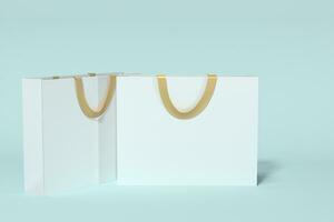 papier boodschappen doen tas, Product verpakking, 3d weergave. foto