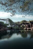 oude architectuur in de Suzhou tuin in China. foto