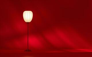 een lamp met rood achtergrond, 3d weergave. foto