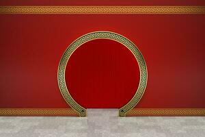 Chinese stijl rood achtergrond, festival decoratie, 3d weergave. foto