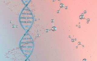 dna genomen structuur met divisie molecuul, 3d weergave. foto