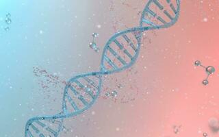 dna genomen structuur met divisie molecuul, 3d weergave. foto