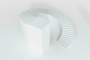 ronde trappenhuis, opwaartse trend conceptuele achtergrond, 3d weergave. foto