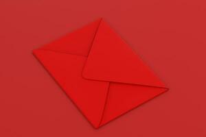 rood pakket met rood achtergrond, feestelijk thema, 3d renderen foto