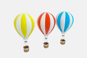 kleurrijk hete lucht ballon met wit achtergrond, 3d weergave. foto