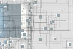 technologie achtergrond maken omhoog met kubussen en lijnen, 3d weergave. foto