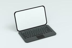 laptop met wit achtergrond, technologisch concept, 3d weergave. foto