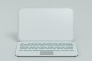 laptop met wit achtergrond, technologisch concept, 3d weergave. foto