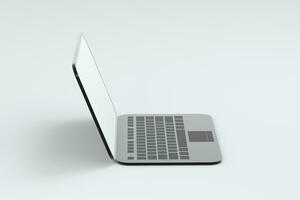 laptop met wit achtergrond, technologisch concept, 3d weergave. foto