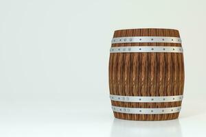 houten wijnmakerij vat met wit achtergrond, 3d renderen foto