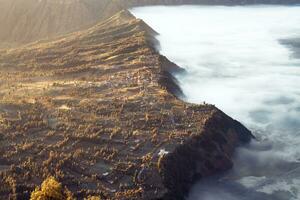 de zonsopkomst van de bromo vulkaan, schot in Java, Indonesië foto