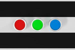 de emmers van kleurrijk verf met wit achtergrond, 3d weergave. foto