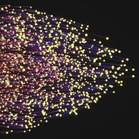 gloeiend geel lijnen en dots met donker achtergrond, 3d weergave. foto