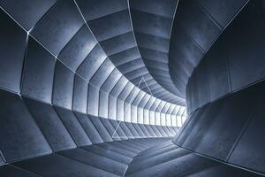 3d weergave, donker Science fiction tunnel, donker achtergrond foto