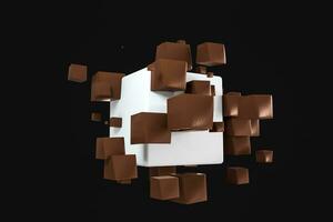3d weergave, creatief kubussen met kromgetrokken vorm foto