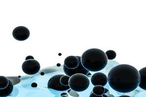 licht blauw water Golf kubus, met creatief bollen bubbel, 3d weergave. foto