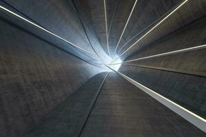 3d weergave, donker Science fiction tunnel, donker achtergrond foto