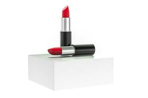 lippenstift met licht kleur achtergrond, Product fotografie, 3d weergave. foto