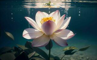 de voortreffelijk roze lotus bloesem ondergedompeld in kalmte ai gegenereerd foto