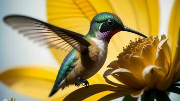 de betoverend momenten van kolibries op zoek naar bloem nectar ai gegenereerd foto