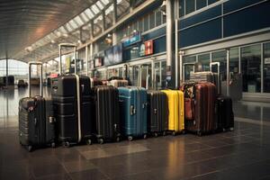 koffers in luchthaven ai generatief foto