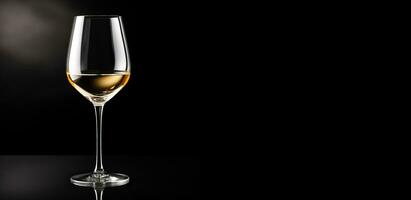 glas van wit wijn kant visie geïsoleerd Aan een zwart achtergrond foto