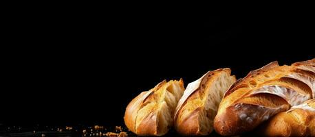 vers Italiaans brood Aan een donker oppervlakte foto