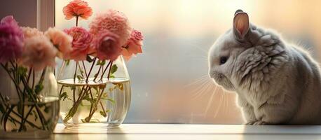 chinchilla ruiken bloemen Bij huis foto