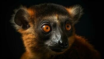 schattig lemur op zoek Bij camera, dichtbij omhoog, in tropisch regenwoud gegenereerd door ai foto