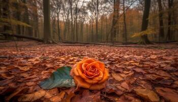 geel bladeren sieren de herfst Woud, een levendig natuur schoonheid gegenereerd door ai foto