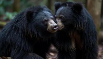 een schattig zwart aap zittend Aan een boom in Afrika gegenereerd door ai foto