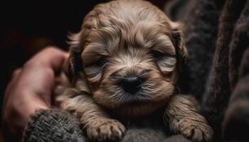 schattig puppy zittend buitenshuis, op zoek Bij camera met onschuld en liefde gegenereerd door ai foto