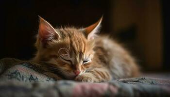 schattig katje rusten, staren met geel ogen, pluizig en speels gegenereerd door ai foto