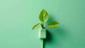 groen blad symboliseert natuur stroom, groei, en milieu behoud gegenereerd door ai foto