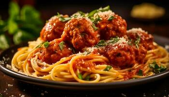 fijnproever pasta maaltijd, vers en gezond, klaar naar eten, Italiaans cultuur gegenereerd door ai foto