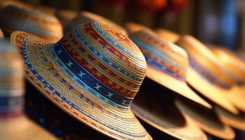 mode hoofddeksels kleding souvenir toerisme kleinhandel Scherm culturen rietje hoed reizen op te slaan gegenereerd door ai foto