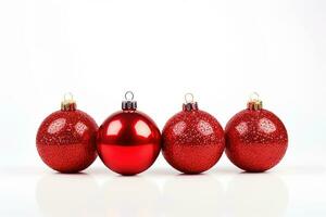 ai generatief. rood Kerstmis ballen met decoratie foto