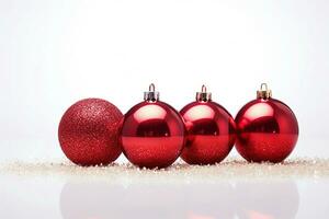 ai generatief. rood Kerstmis ballen met decoratie foto