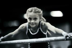 meisje aan het doen gymnastiek. ai generatief. foto