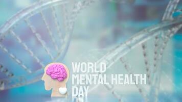 de menselijk hoofd en hersenen voor wereld mentaal Gezondheid dag concept 3d renderen foto