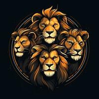een groep leeuw hoofd logo kunst illustratie foto