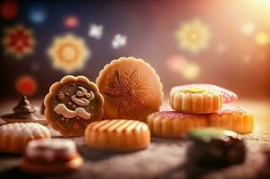 voortreffelijk mooncake - een symbool van feest - generatief ai foto