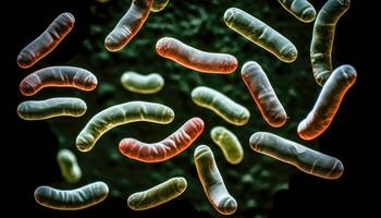 vergroot zichtbaar van microben - bacterie en virussen - generatief ai foto